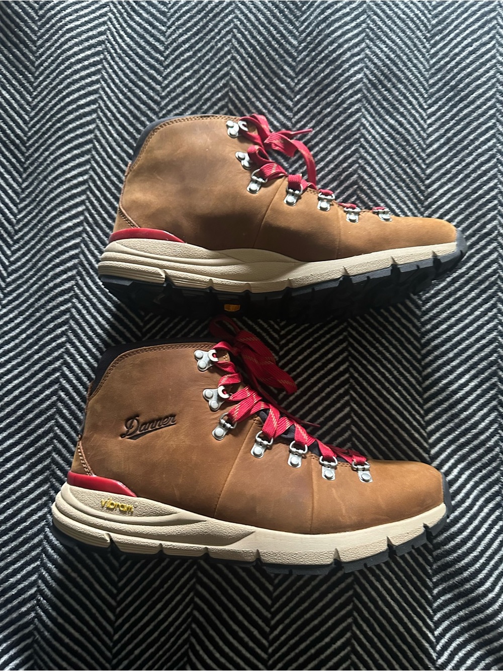 Danner Tan/Brown Hiking Boots with Red Laces